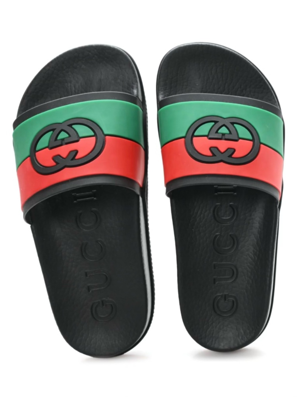 Gucci Black Interlocking G Slip-On Sandals